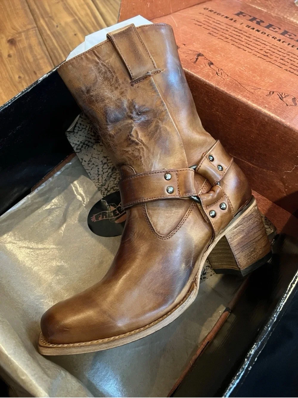 New Freebird Leather Darcy Boots In Whisky Brown Leather Size 11